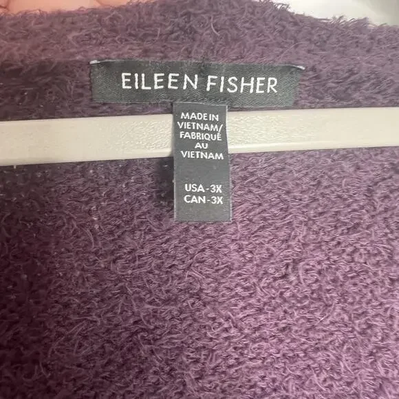 Eileen Fisher Sweater Womens 3X Purple Organic Cotton V Neck Oversized Tunic - Picture 3 of 9